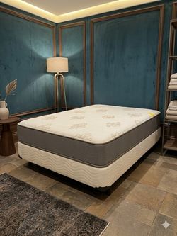 New queen mattress and box spring. 2 pc bed frame is not included