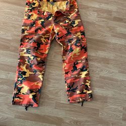 Orange Camo Military Pants X-Large