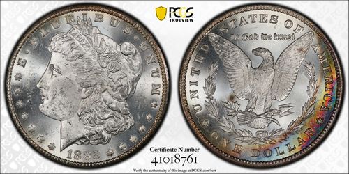 1885 CC PCGS/MS63/CAC VAM 4, Doubled Dash HOT 50 Morgan Silver Dollar
