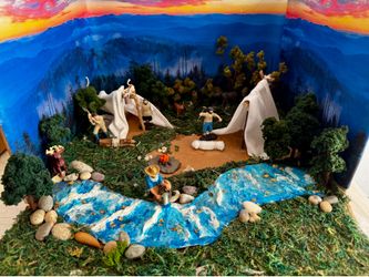Miniature Display Diorama (Trees, Settlers, Animals, Vegetables and more)