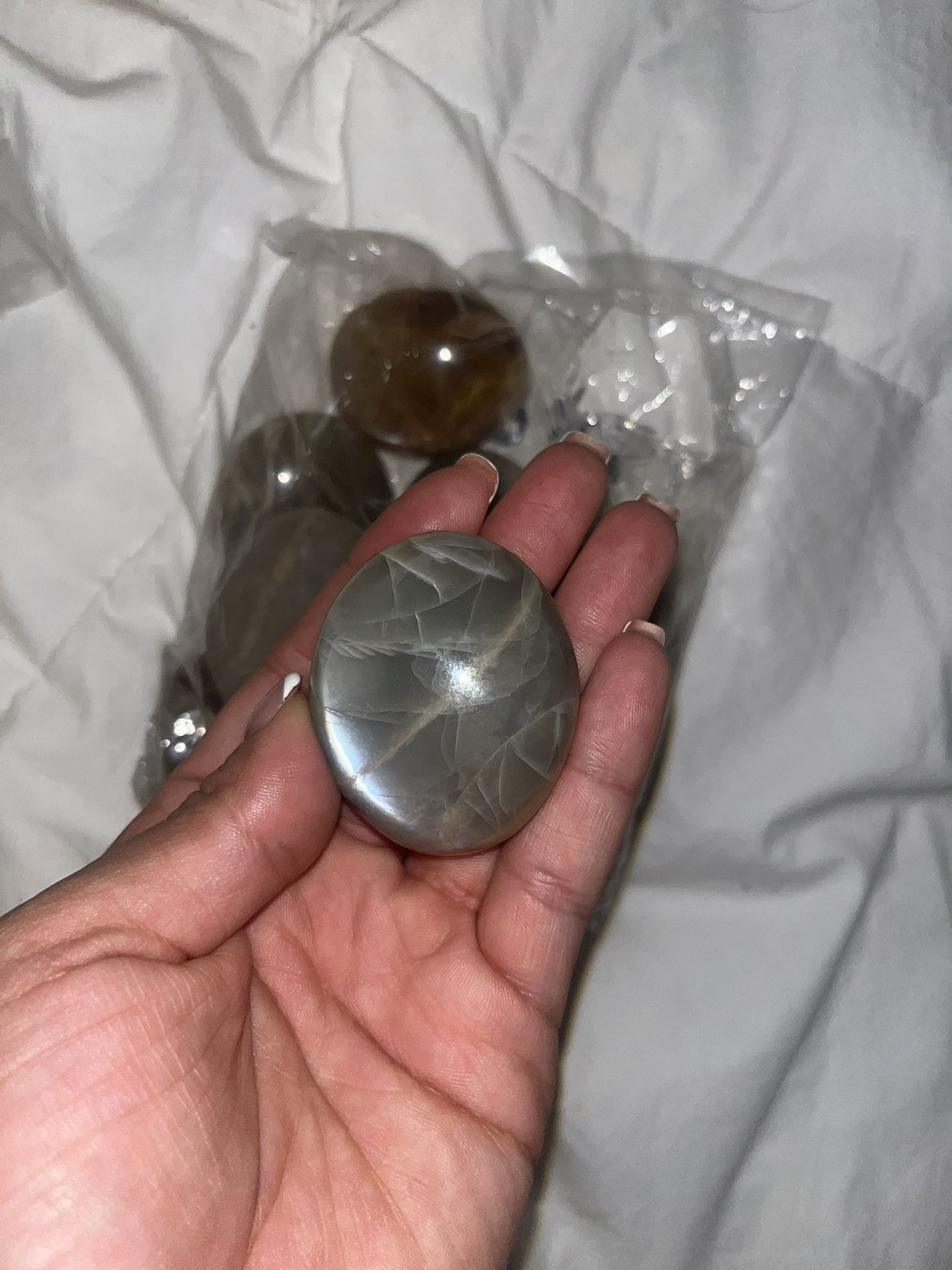 Moonstone Palm Stone | Flashy