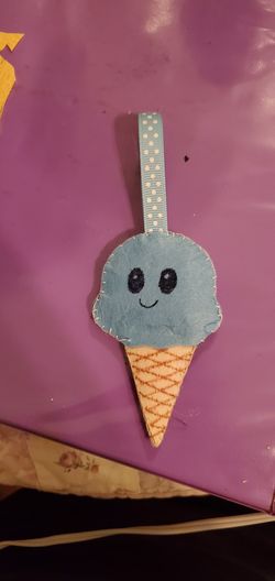Handmade felt ice cream cone keychain