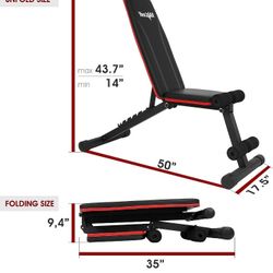 Yes4All Adjustable Weight Bench / Utility Weight Bench with Foldable Design – Weight Capacity 400 lbs (Orange)