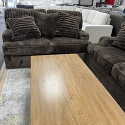 Sofá And Loveseat Brown 