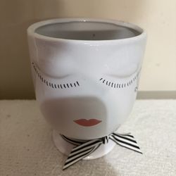 Ceramic Face Planter Small Succulent Pot Modern Decor 3.5”