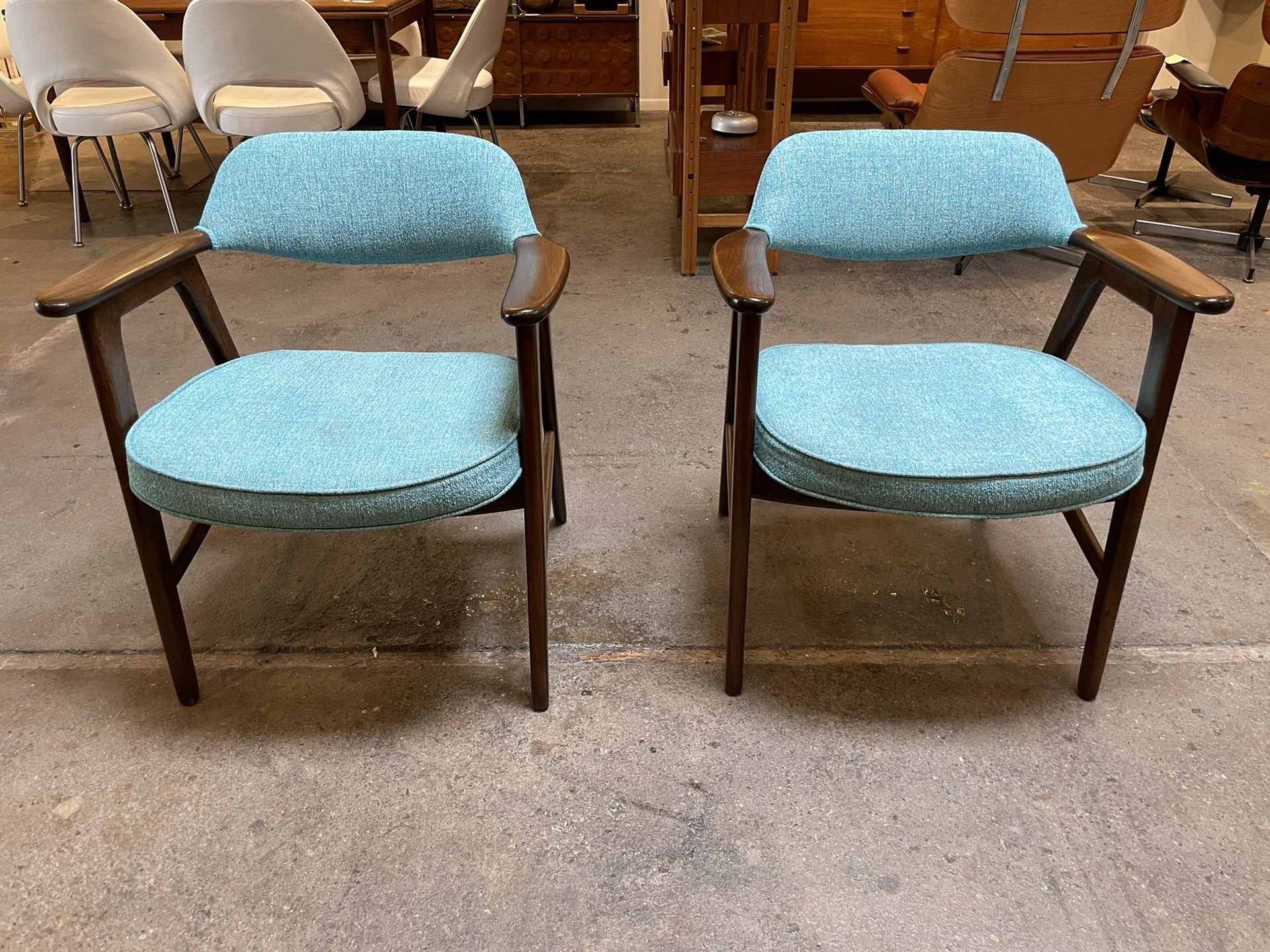 Pair Of 1960S Mid Century Modern, Occasional Chairs, Newly Reupholstered And Refinished