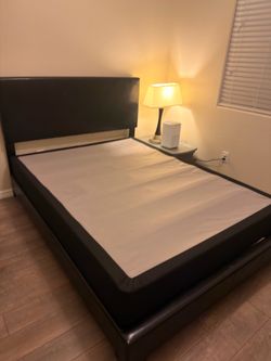 Free Black Leather Queen bed frame & boxspring