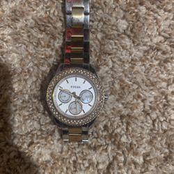 Gold And Sliver Fossil Watch 