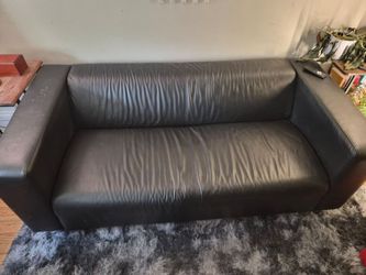 Black Leather Two-Seat IKea Sofa