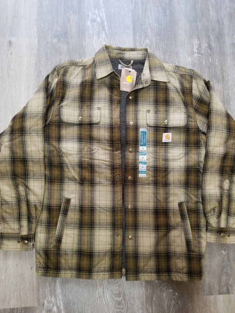 Carhartt Sherpa Lined Button Up Flannel Size Medium