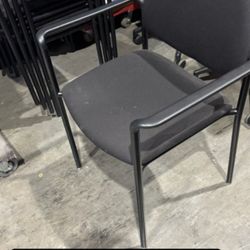 5 Stackable Black Chairs  With Arms