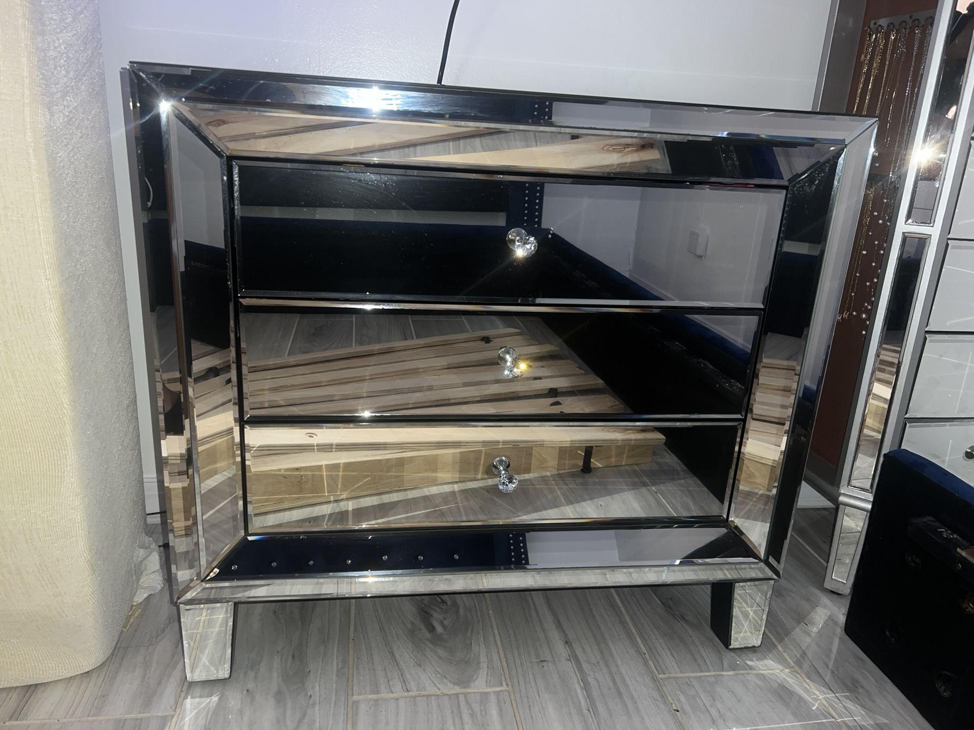 3 DRAWER GLASS NIGHT STAND