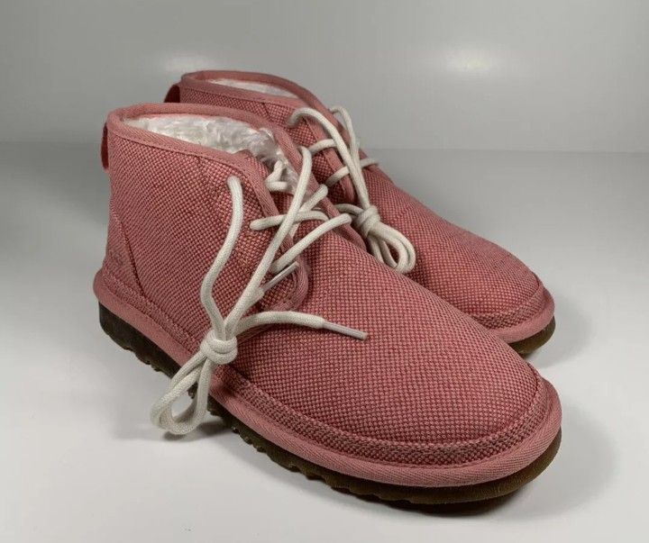 UGG Neumel Natural Canvas Ankle Chukka Boots Pink Women’s Sz 6 & 9 NO BOX