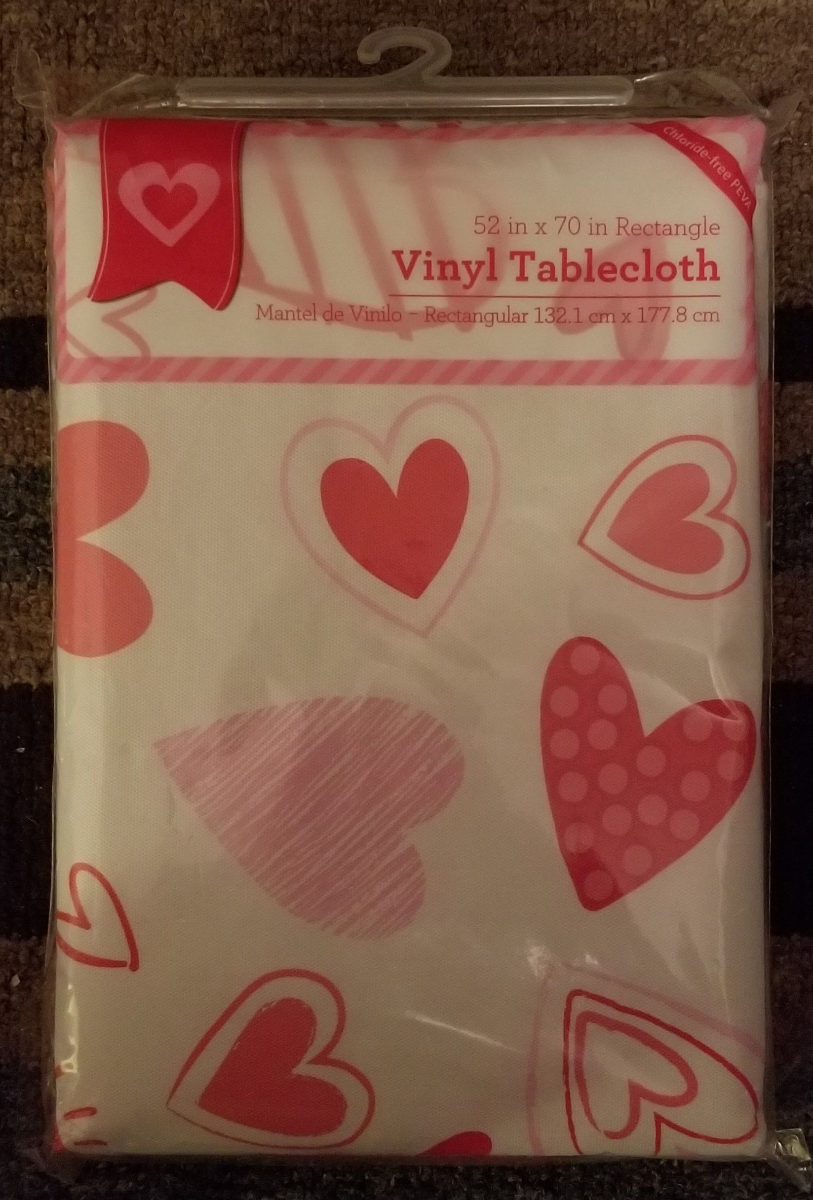 Valentine's Day Vinyl Tablecloth 52"x70"