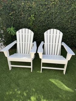 2 White Adirondack Chairs