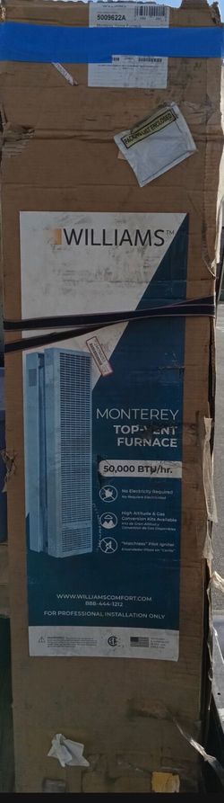 Williams Monterey Top-Vent Wall Heater 50,000 BTUH, 66% AFUE, Natural Gas