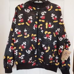 Disney Mickey Mouse All-Over Print Bomber Jacket - New With Tags 