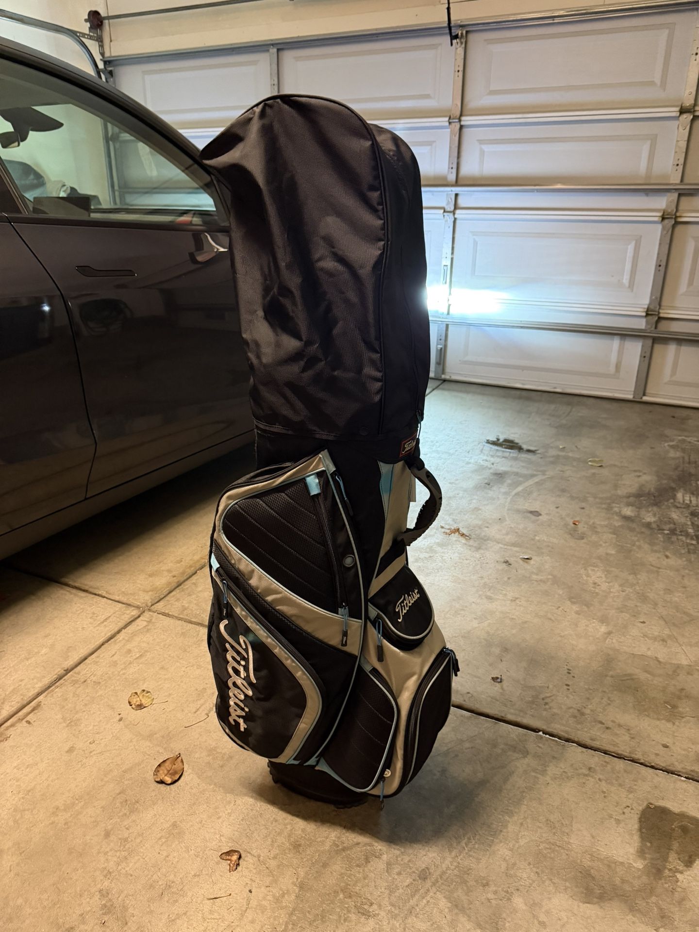 Titleist Golf Club Cart/Carry Bag 14-Way Divided 10 Pockets Blue & Black