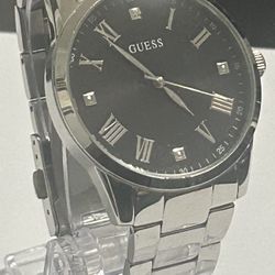 Men’s Guess Silver Black Diamond Dial  U1194G1