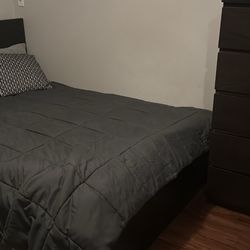 Bed frame from ikea, dresser 5 Drawer from ikea, mattress clean memory foam.