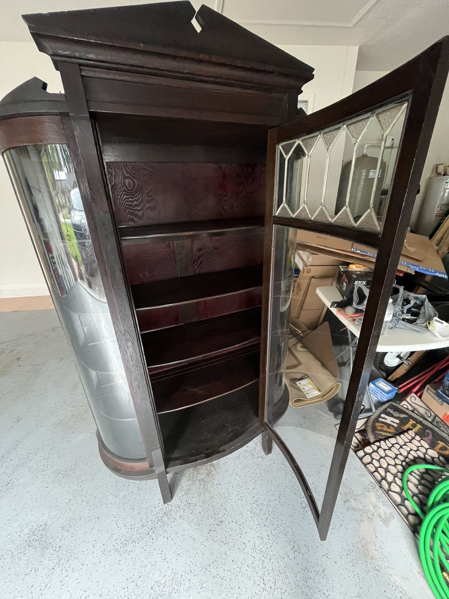 Antique Curved Glass Front China Cabinet (Germany)