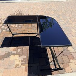 Glass Corner Desk - Black