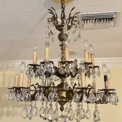 Solid Brass And Crystal Chandelier