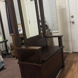 Foyer Bench with Coat Hanger & Mirror