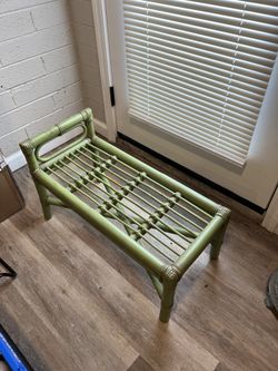 Vintage MCM McGuire Rattan End Table Plant Stand Book Shelf