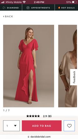 Flutter sleeve bridesmaid dress with cascade