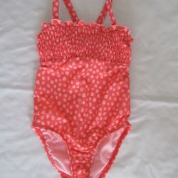 New Girls 3T Orange Print Swimsuit 