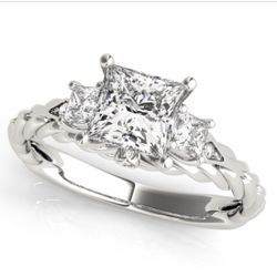 Vintage Style Princess Diamond Engagement Ring  50974-E-WG  14K White Gold Vintage Style Engagement Ring with 1 1/6 ct tw Princess Diamonds SI1-SI2 G-