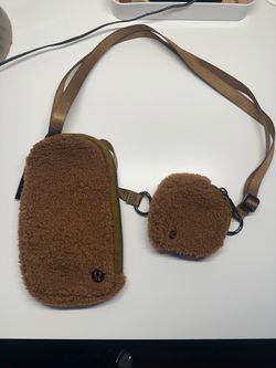 Lululemon Brown Fleece Crossbody Bag with Mini Pouch!