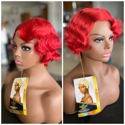 Red Finger Wave Wig