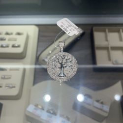 Solid 10kt WG Tree Pendant