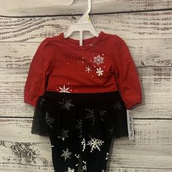 NWT Carter's Festive Red and Black Snowflake Outfit size 3 months 