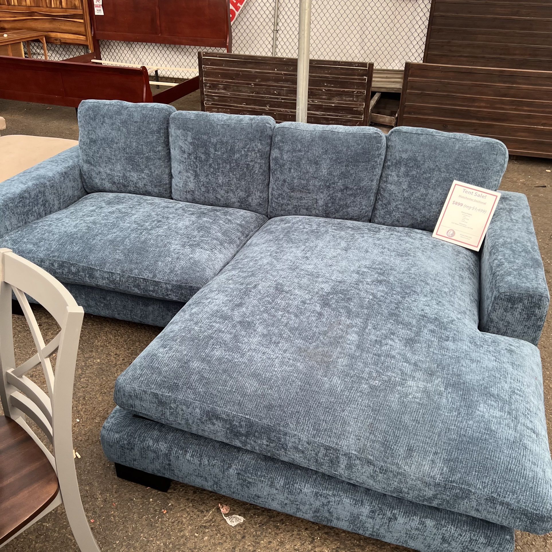 Fabric Sofa w Reversible Chaise (4 Colors) - Manchester 