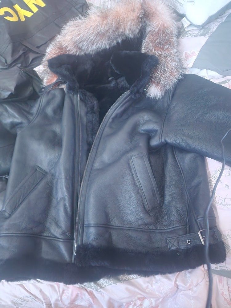 Mens Leather Winter Coat
