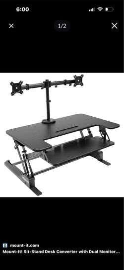 Mount-It MI-7934 Standing Desk Converter w/ Dual Monitor Mount – Like New