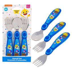 Baby Shark Toddler Forks And Spoon Set - 3 Pieces
