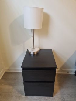 IKEA MALM Nightstand / Bedside Table | Black-Brown | 2 Drawers