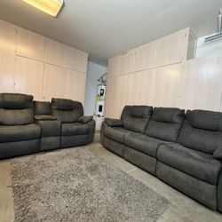 Gray Recliners Couch Set - Free Delivery 