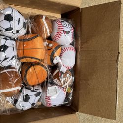 Assorted Box Of Sport Ball Plushies 