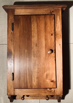 Hanging 2-shelf CABINET with Door & Coat Hooks: 26” x 16” x 6”