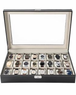 BRAND NEW/ 24 Slots Watch Box | Watch Case Display Organizer, Watch Display Case Glass