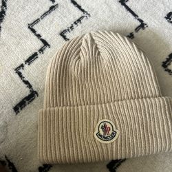 Beige Moncler Beanie 