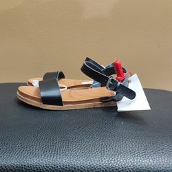 Brown Based Sandal With Black Straps Women Size-6