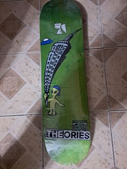 THEORIES SKATEBOARD CO.THE CITY ALIEN LOGO SKATEBOARD DECK SIZE 8.25
