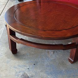 Chinese carved round low coffee table