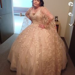 Vestido Dorado Con Tul Y Accesorios 